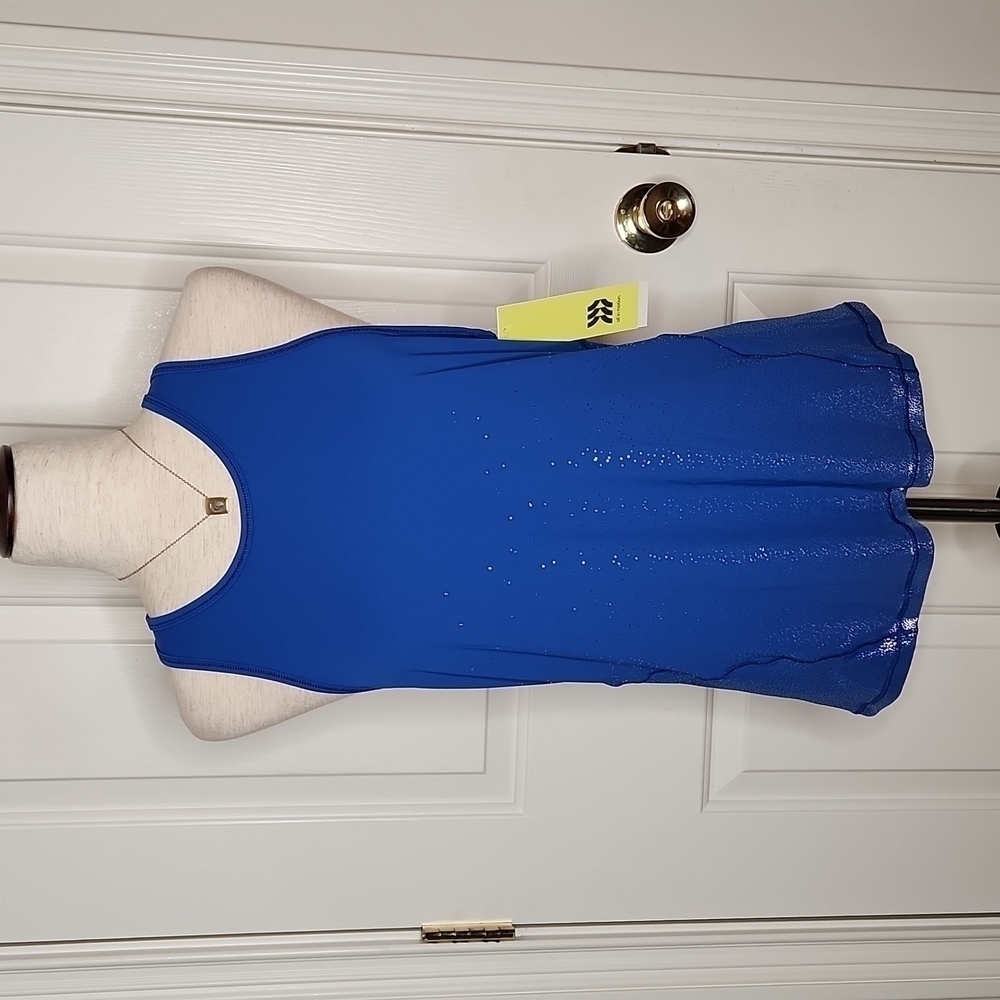 𝅺all in Motion Blue Running Tank Top Silver Highlights Size M NWT